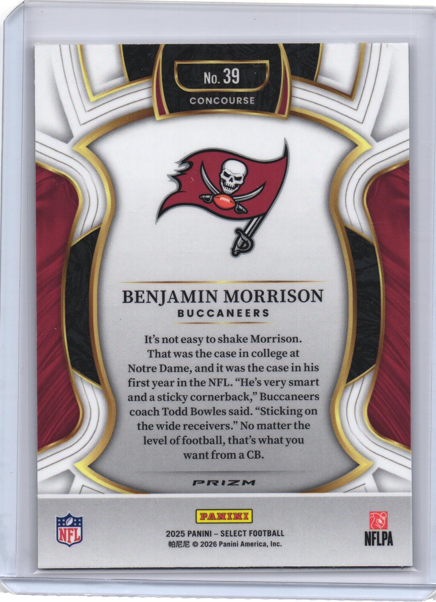 2025 Panini Select - Benjamin Morrison #39 Black and Yellow Prizm Shock