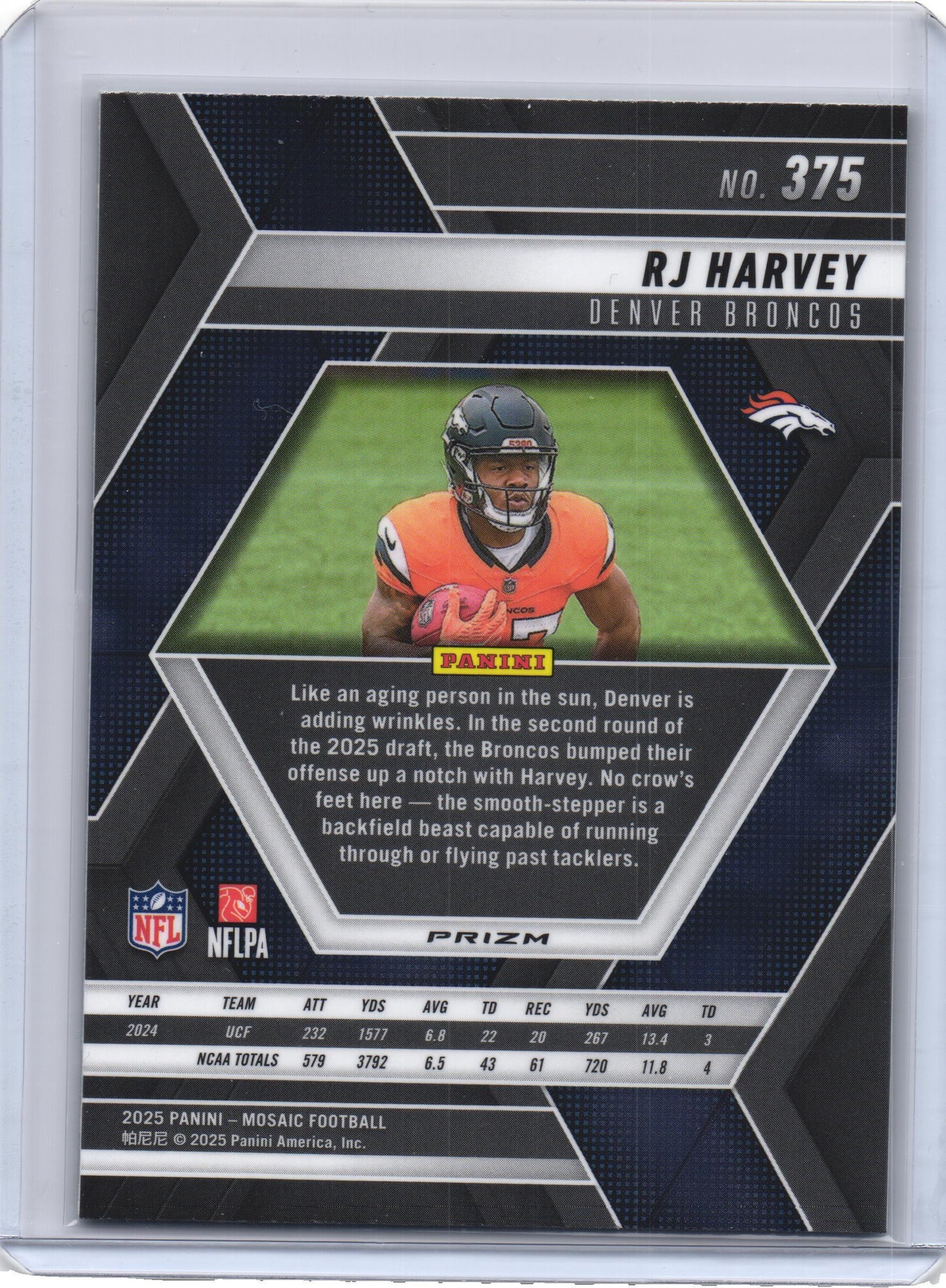 2025 Panini Mosaic - Rookies RJ Harvey #375 Green Mosaic Prizm (RC)