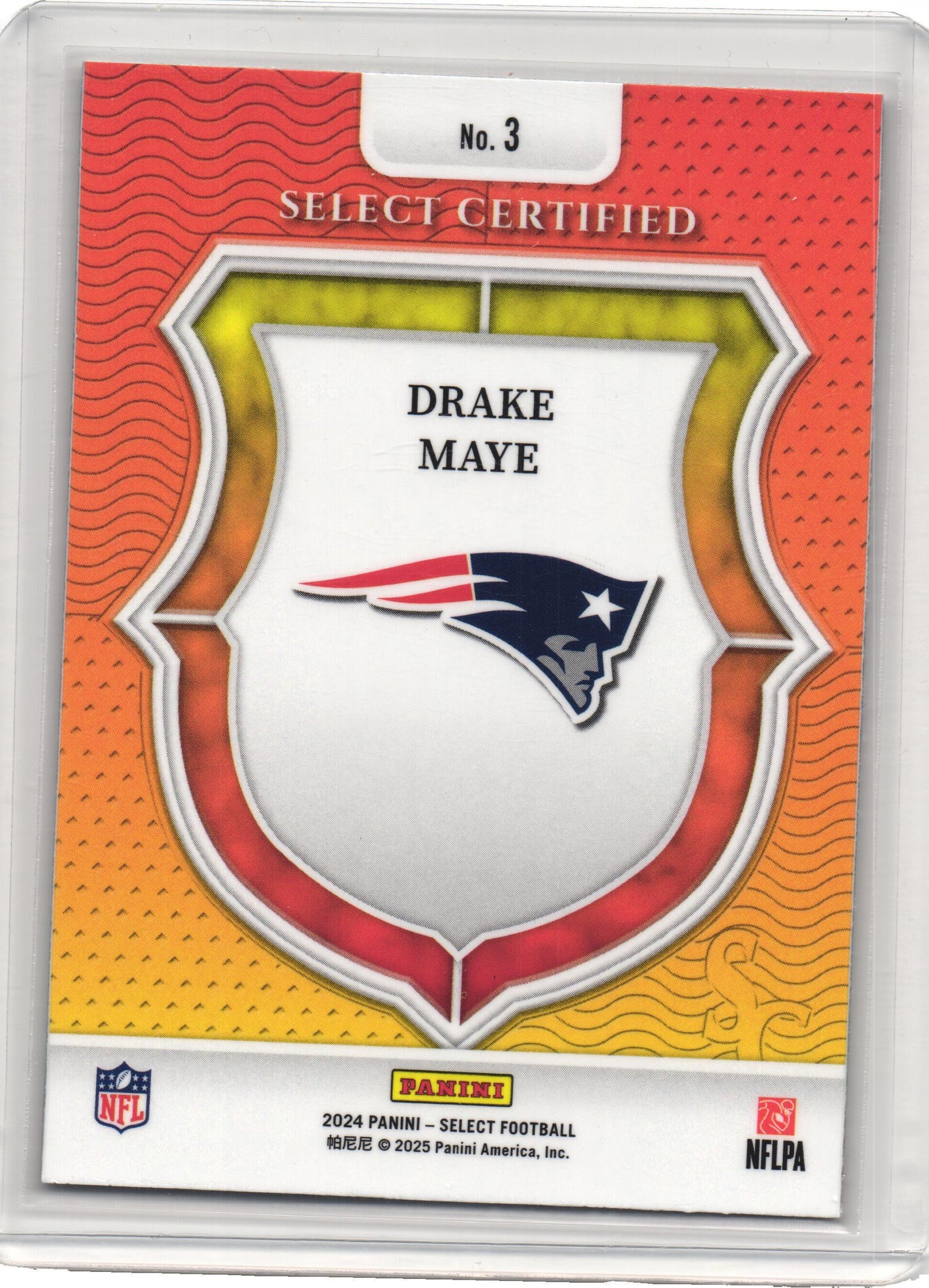 2024 Panini Select Drake Maye Certified Rookies #3