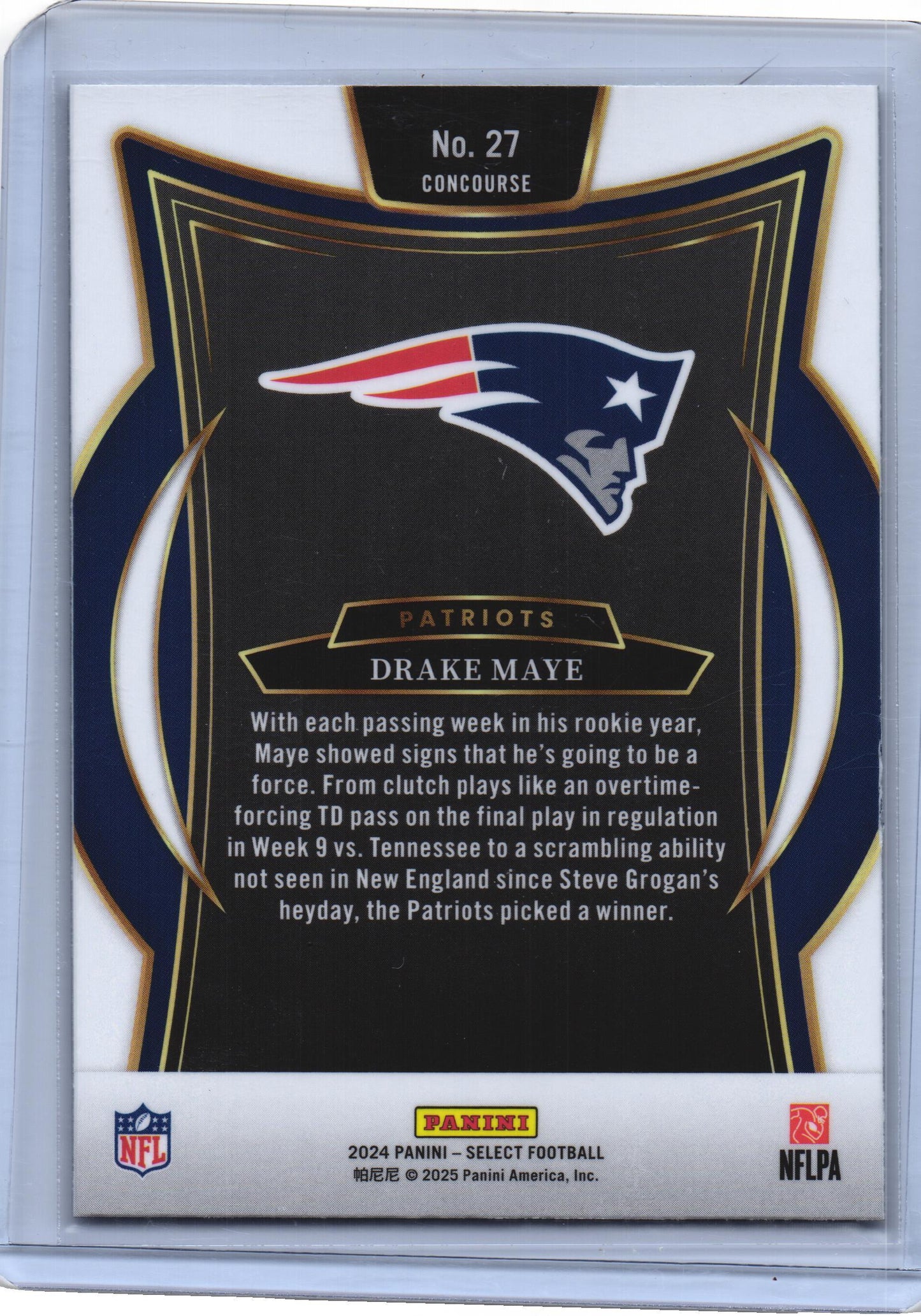 Drake Maye 2024 Panini Select #27 Concourse Rookie