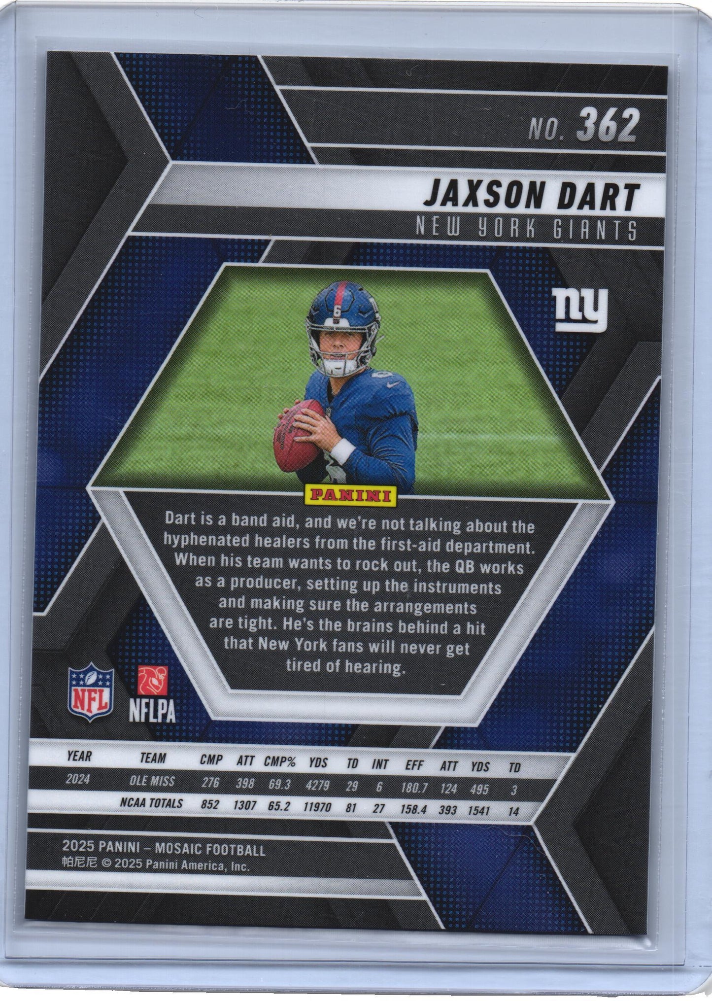 2025 Panini Mosaic Football JAXSON DART #362 RC