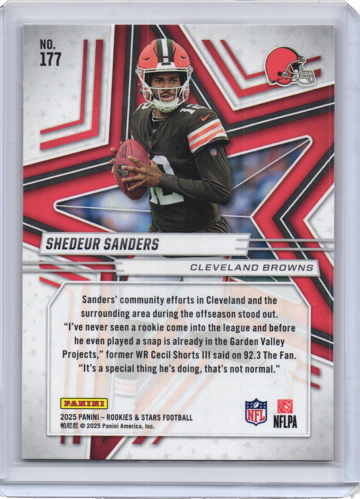 Shedeur Sanders 2025 Panini Rookies and Stars Rookie Card- Browns