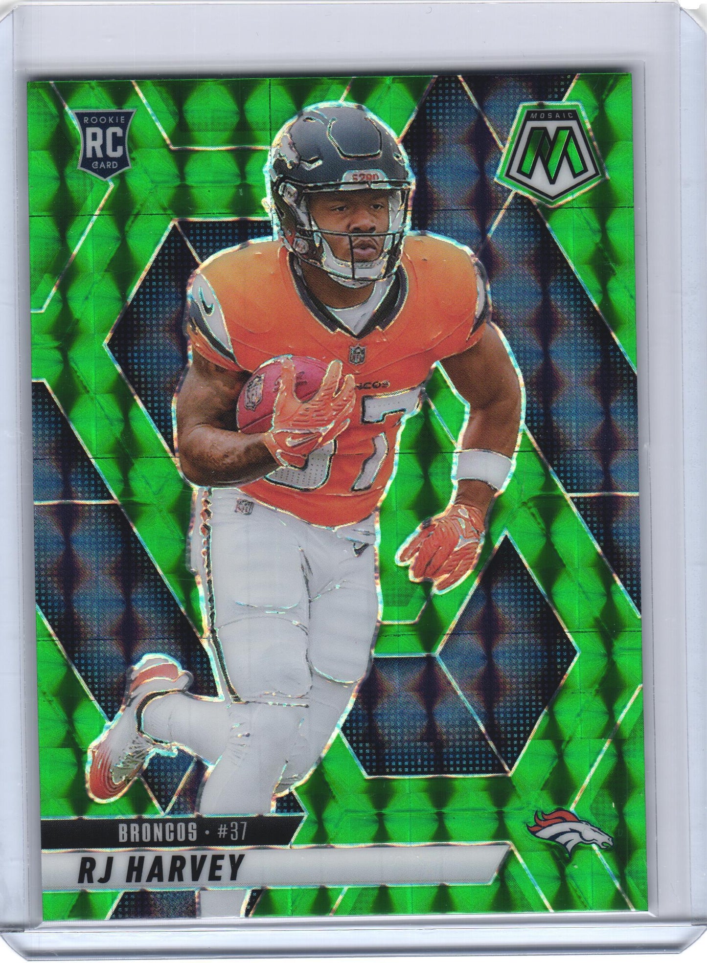 2025 Panini Mosaic - Rookies RJ Harvey #375 Green Mosaic Prizm (RC)