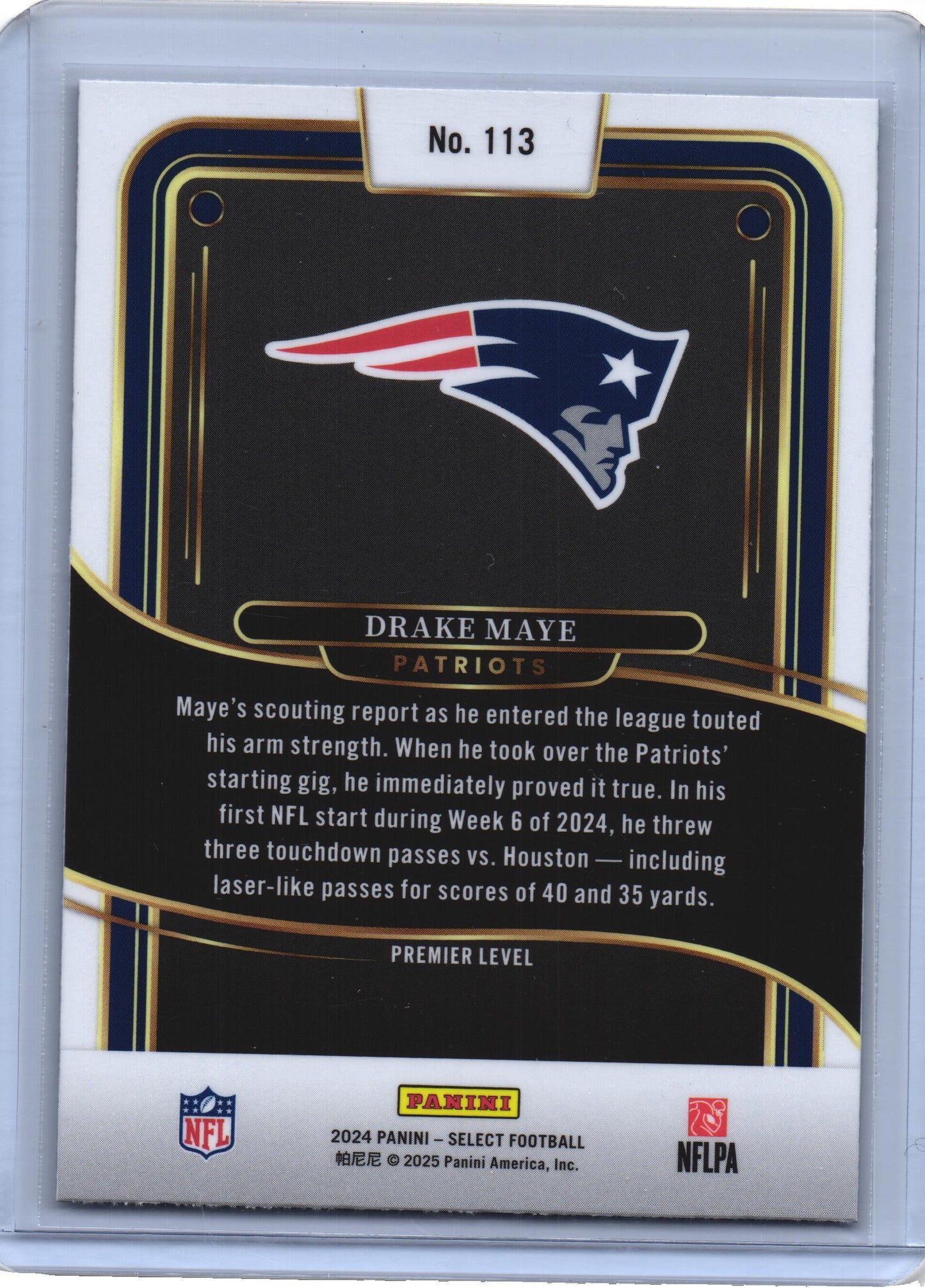 2024 Panini Select Drake Maye Premier RC Rookie #113