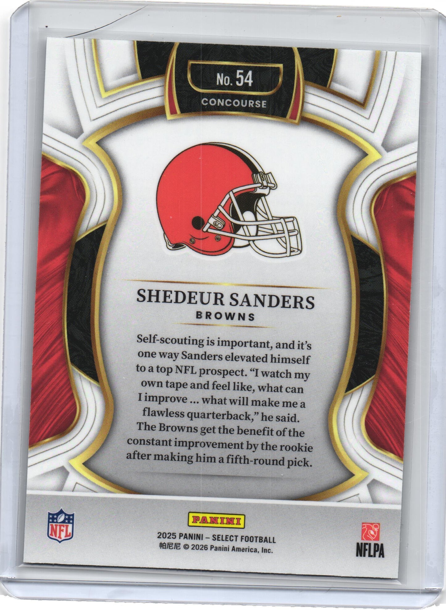 2025 Panini Select #54 Shedeur Sanders Rookie