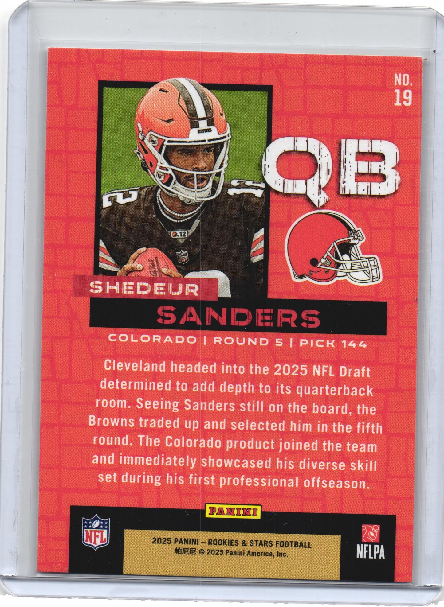 2025 Rookies And Stars Football Shedeur Sanders RC #19