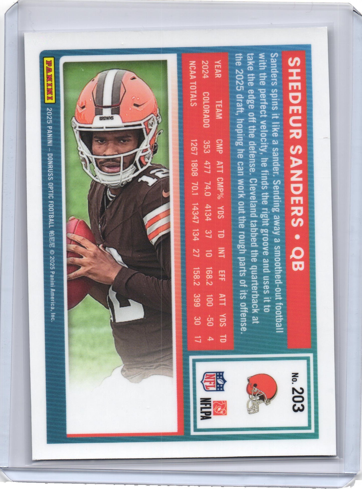 2025 Panini Donruss Optic Shedeur Sanders Rated Rookie #203