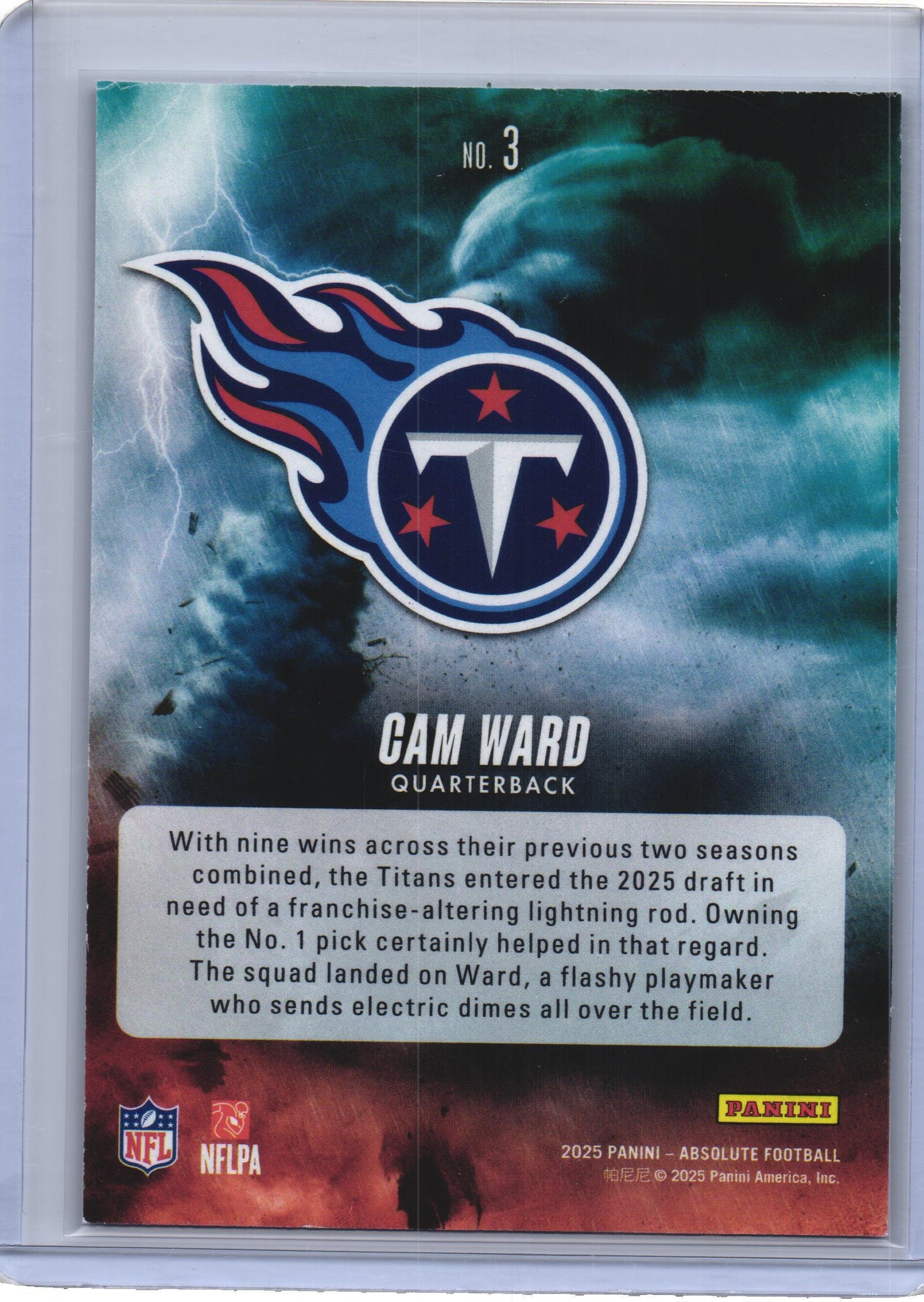 2025 Panini Absolute #3 Cam Ward By Storm